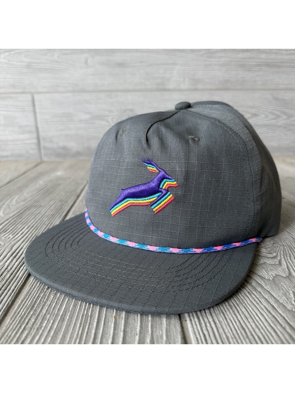 Wookles & Co Edition 26 Antelope Snapback Hat Gray Rope Cap Colorful Embroidery